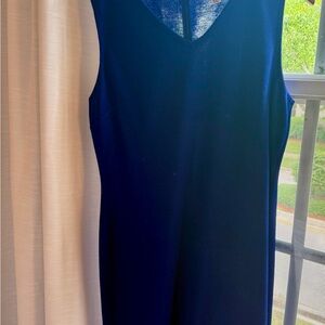 St. John Royal Blue V-Neck Sleeveless Dress